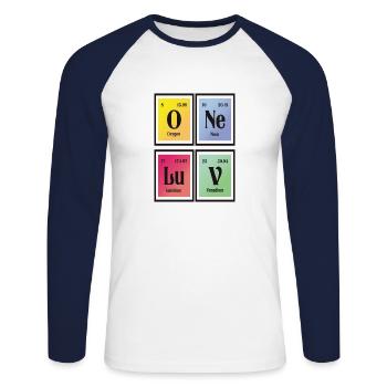 One Love | Periodic Table of Elements - Unisex Long Sleeve Baseball T-Shirt - white/navy - Front - Nik (191cm)