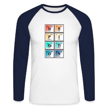 Inspiration - Tableau périodique des éléments - T-shirt baseball manches longues Homme - blanc/marine - Devant - Nik (191cm)