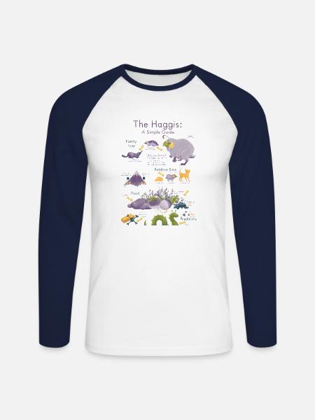 The Haggis: A Simple Guide - Unisex Long Sleeve Baseball T-Shirt - white/navy