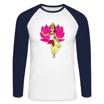 Cambodge Tradition Danse Khmer Apsara I Cadeau - T-shirt baseball manches longues Homme - blanc/marine - Devant - Nik (191cm)