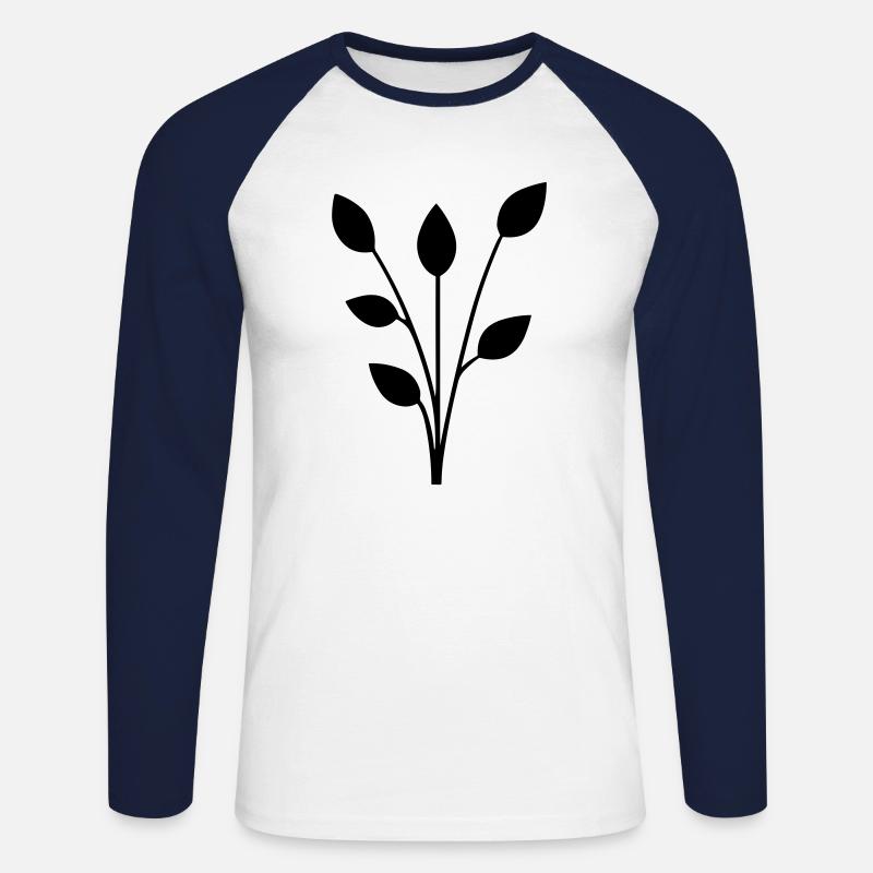 Blume mit Stiel - Unisex Baseballshirt langarm - Weiß/Navy