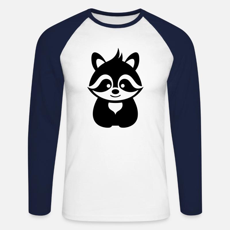 Waschbär - Unisex Baseballshirt langarm - Weiß/Navy