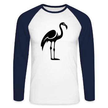 flamant rose - T-shirt baseball manches longues Homme - blanc/marine - Devant - Nik (191cm)