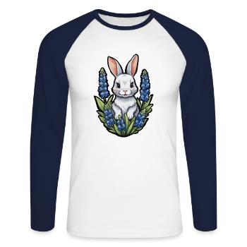 Lapin lapin Bluebonnets - T-shirt baseball manches longues Homme - blanc/marine - Devant - Nik (191cm)