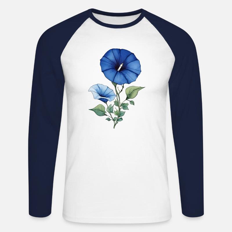 Morning Glory - Unisex Long Sleeve Baseball T-Shirt - white/navy