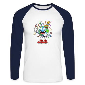 Earth Day Everyday Party - Unisex Long Sleeve Baseball T-Shirt - white/navy - Front - Nik (191cm)