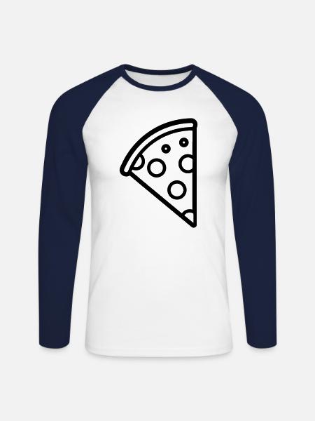 Pizza slice - Unisex Long Sleeve Baseball T-Shirt - white/navy