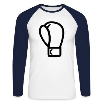 gant de boxe - T-shirt baseball manches longues Homme - blanc/marine - Devant - Nik (191cm)