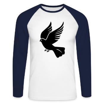 Colombe - T-shirt baseball manches longues Homme - blanc/marine - Devant - Nik (191cm)