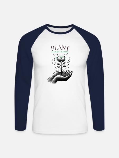 Plant Seeds of Kindness - Unisex Long Sleeve Baseball T-Shirt - white/navy