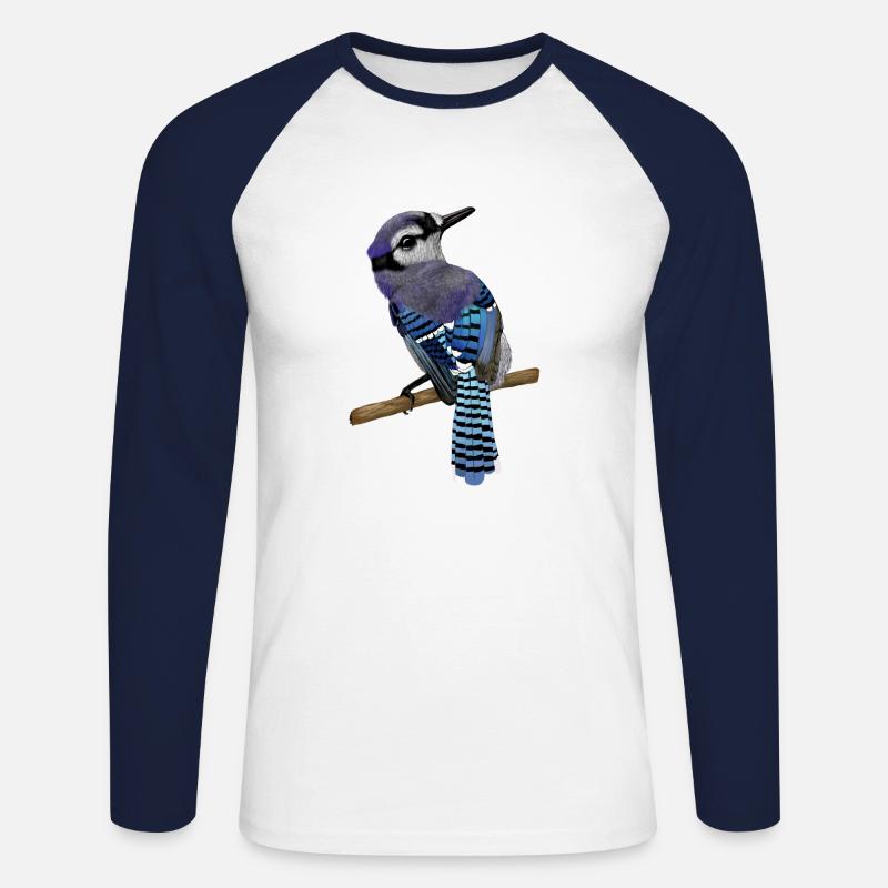 Blue Jay Vogel - Unisex Baseballshirt langarm - Weiß/Navy