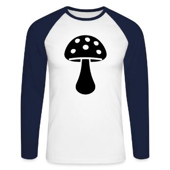 Pilz - Unisex Baseballshirt langarm - Weiß/Navy - Vorne - Nik (191cm)