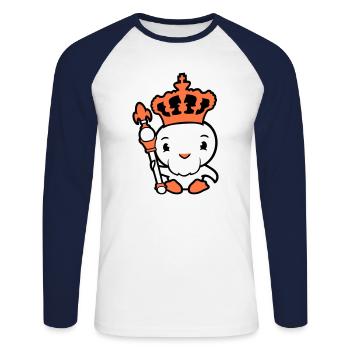 Bird King Crown Ruler Beard Old Kingdom - Unisex Long Sleeve Baseball T-Shirt - white/navy - Front - Nik (191cm)