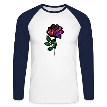 Cosmic Rose - Unisex Long Sleeve Baseball T-Shirt - white/navy - Front - Nik (191cm)