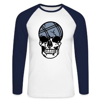 petanque ball dead death head skull11204 - Unisex Long Sleeve Baseball T-Shirt - white/navy - Front - Nik (191cm)