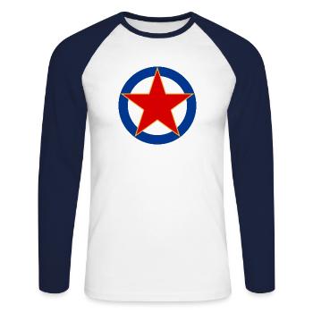 COCARDE YOUGOSLAVE/1807 - T-shirt baseball manches longues Homme - blanc/marine - Devant - Nik (191cm)