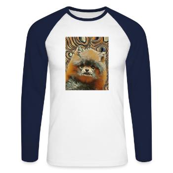Bébés animaux mignons et moelleux - chien - T-shirt baseball manches longues Homme - blanc/marine - Devant - Nik (191cm)