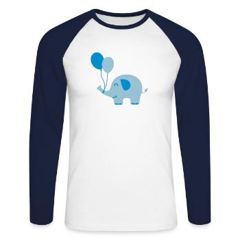 Doux drôle d'éléphant de bébé avec des ballons - T-shirt baseball manches longues Homme - blanc/marine - Devant - Nik (191cm)
