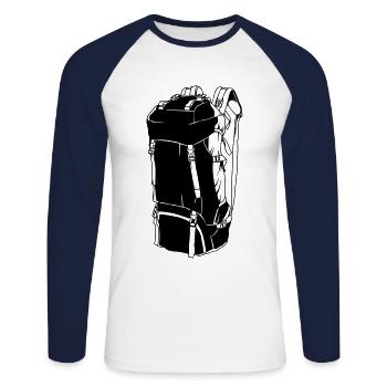 rucksack camping backpacker symbol - Unisex Baseballshirt langarm - Weiß/Navy - Vorne - Nik (191cm)