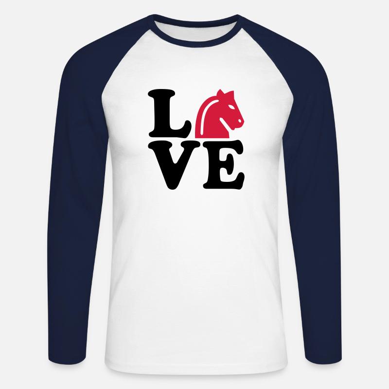 Schach - Unisex Baseballshirt langarm - Weiß/Navy
