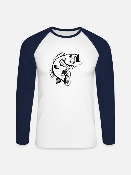 perch - Unisex Long Sleeve Baseball T-Shirt - white/navy