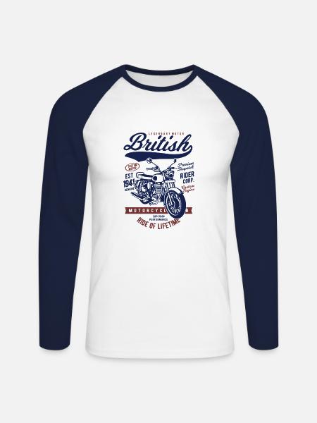 British Motorcycle - Unisex Long Sleeve Baseball T-Shirt - white/navy