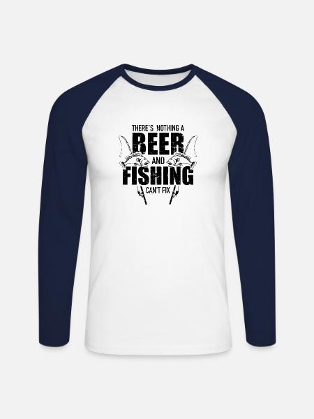 pêche - T-shirt baseball manches longues Homme - blanc/marine