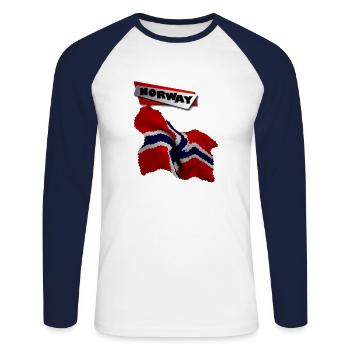 Norvège 3 G - T-shirt baseball manches longues Homme - blanc/marine - Devant - Nik (191cm)