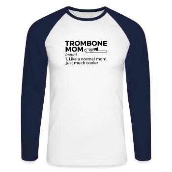 Trombone Musicien Brass Band - T-shirt baseball manches longues Homme - blanc/marine - Devant - Nik (191cm)