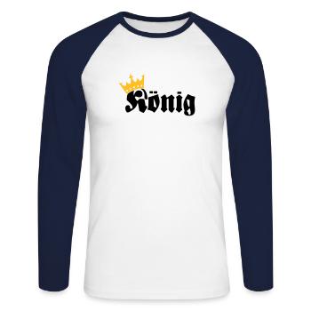 König - T-shirt baseball manches longues Homme - blanc/marine - Devant - Nik (191cm)
