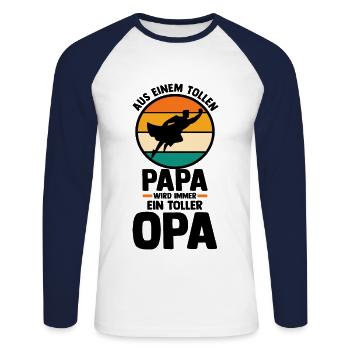 Vater Papa Großvater Opa - Unisex Baseballshirt langarm - Weiß/Navy - Vorne - Nik (191cm)
