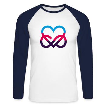 Polyamorie Pride Flagge Herz Infinity Heart - Unisex Baseballshirt langarm - Weiß/Navy - Vorne - Nik (191cm)