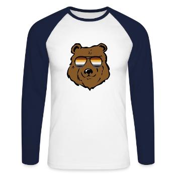 BEAR GAY LGBT PRIDE Bear Community - Unisex Baseballshirt langarm - Weiß/Navy - Vorne - Nik (191cm)