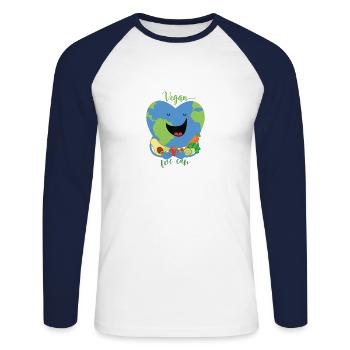Vegan We can Vegan Live & Let Live Gift - Unisex Long Sleeve Baseball T-Shirt - white/navy - Front - Nik (191cm)