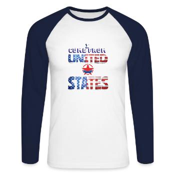 I come from United states - Unisex Baseballshirt langarm - Weiß/Navy - Vorne - Nik (191cm)