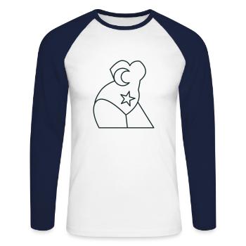 Woman STAR und Moons Body Suit - Unisex Baseballshirt langarm - Weiß/Navy - Vorne - Nik (191cm)
