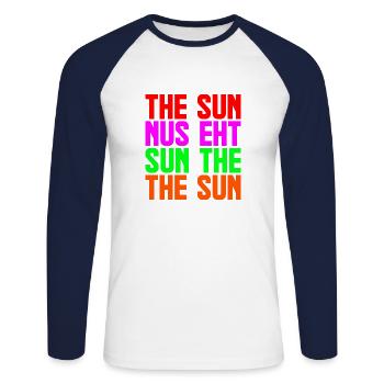 Die Sonne - Unisex Baseballshirt langarm - Weiß/Navy - Vorne - Nik (191cm)