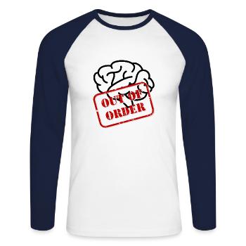 Cerveau - Hors service - T-shirt baseball manches longues Homme - blanc/marine - Devant - Nik (191cm)