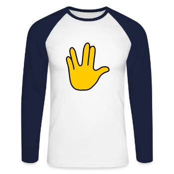 Emoji Vulcan Greeting Sketch Color - Unisex Long Sleeve Baseball T-Shirt - white/navy - Front - Nik (191cm)