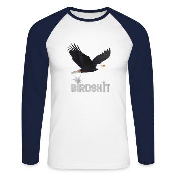 BIRDSHIT EAGLE - COULEUR - T-shirt baseball manches longues Homme - blanc/marine - Devant - Nik (191cm)