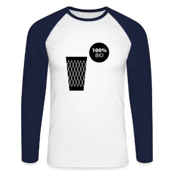 Ribbed 100% BIO #Frankfurt #069 #Ebbelwoi #FFM - Unisex Long Sleeve Baseball T-Shirt - white/navy - Front - Nik (191cm)