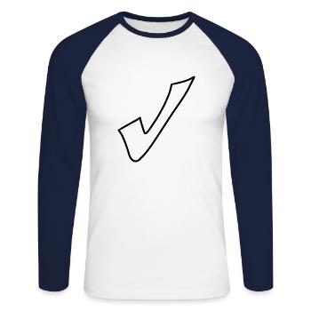 Crochet Emoji Esquisse Dessin Noir - T-shirt baseball manches longues Homme - blanc/marine - Devant - Nik (191cm)