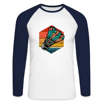 Badminton Player Sport Badminton I Gift - Unisex Long Sleeve Baseball T-Shirt - white/navy - Front - Nik (191cm)