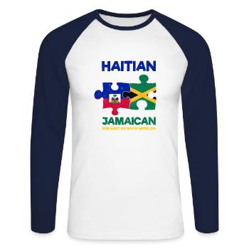 Haiti Haitianer Jamaika Kombination I Geschenk - Unisex Baseballshirt langarm - Weiß/Navy - Vorne - Nik (191cm)