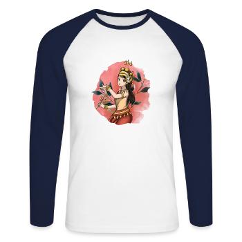Cambodge Tradition Danse Khmer Apsara I Cadeau - T-shirt baseball manches longues Homme - blanc/marine - Devant - Nik (191cm)