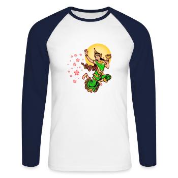 Cambodia Khmer New Year Choul Chnam I Gift - Unisex Long Sleeve Baseball T-Shirt - white/navy - Front - Nik (191cm)