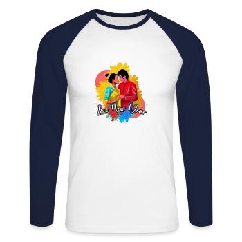 Laos Laote Laoten Neujahr I Geschenk - Unisex Baseballshirt langarm - Weiß/Navy - Vorne - Nik (191cm)
