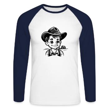 Le dessin animé Country Boy - T-shirt baseball manches longues Homme - blanc/marine - Devant - Nik (191cm)