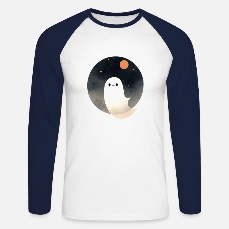 Süßer kleiner Geist - Unisex Baseballshirt langarm - Weiß/Navy