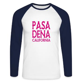 Pasadena - Californie, États-Unis d’Amérique, États-Unis - T-shirt baseball manches longues Homme - blanc/marine - Devant - Nik (191cm)